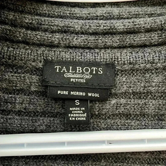 [SP]Talbot Fine Merino Wool Women Petite Gray  Cardigan/ Poncho - Picture 5 of 11